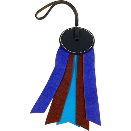 Hermes Paddock Flot Bag Charm Black Blue Light Brown