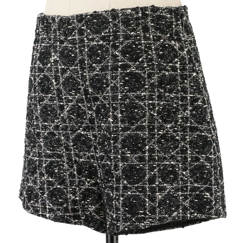 Dior Christian Macro Cannage Tweed Shorts 36 Black