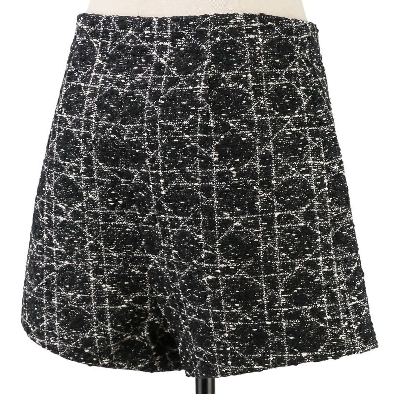 Dior Christian Macro Cannage Tweed Shorts 36 Black