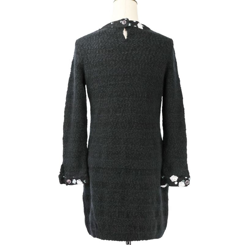 Chanel CC Logo Cashmere Knit Dress 36 Black