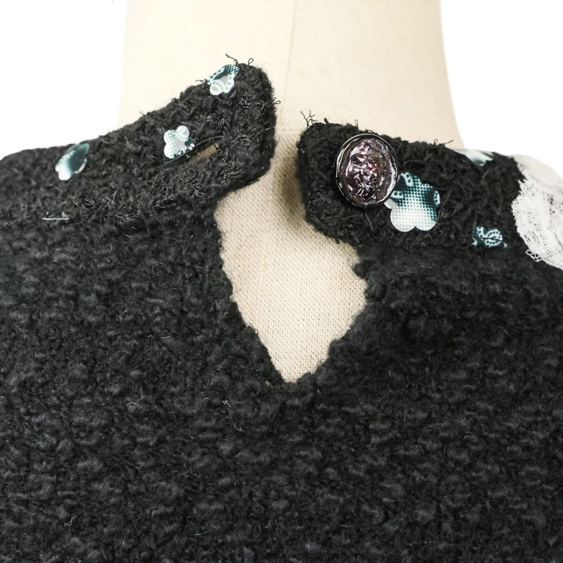 Chanel CC Logo Cashmere Knit Dress 36 Black