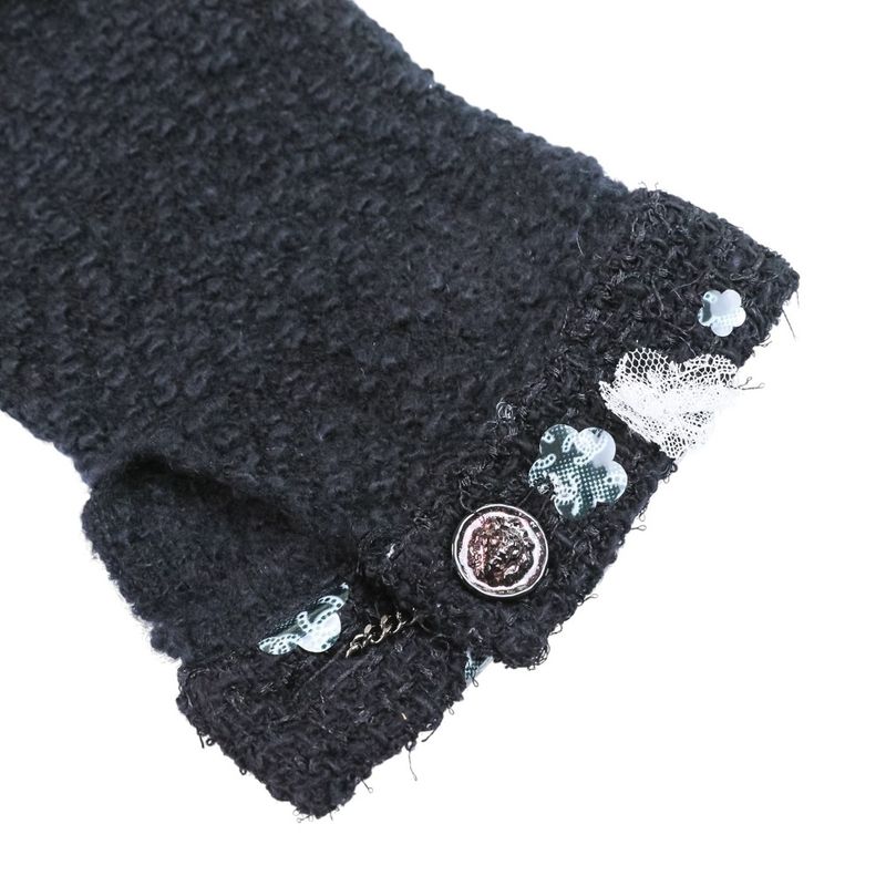 Chanel CC Logo Cashmere Knit Dress 36 Black