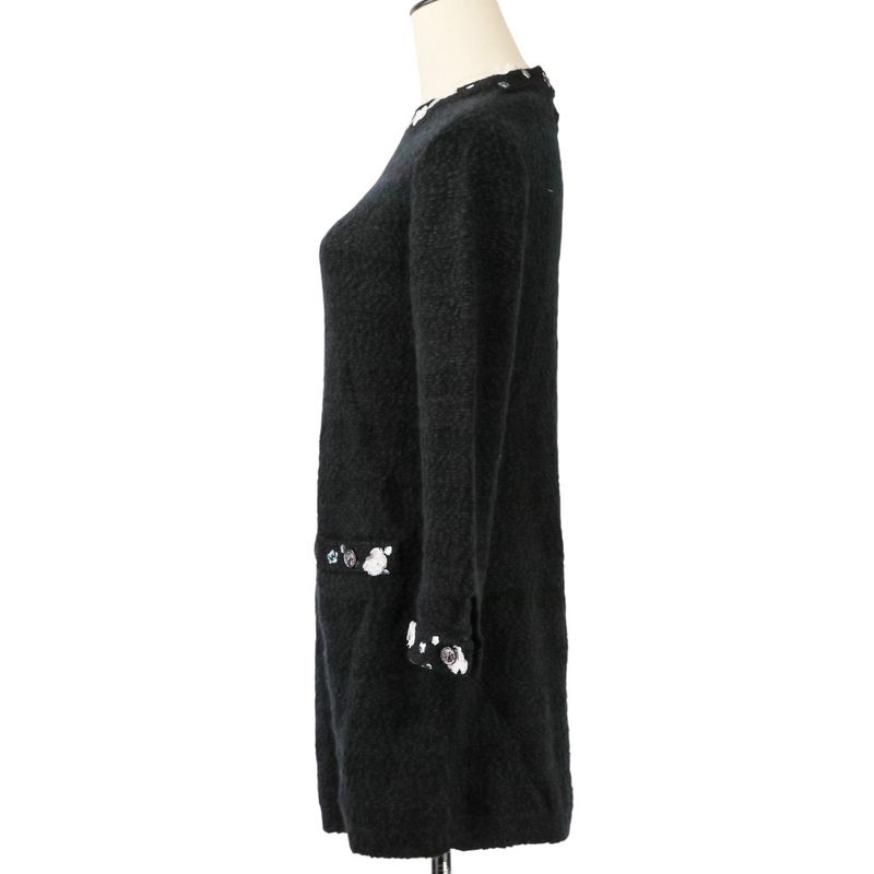 Chanel CC Logo Cashmere Knit Dress 36 Black
