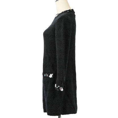 Chanel CC Logo Cashmere Knit Dress 36 Black