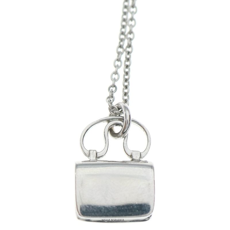 Hermes Amulet Constance Logo Bag Motif Necklace White Gold Diamond 18K