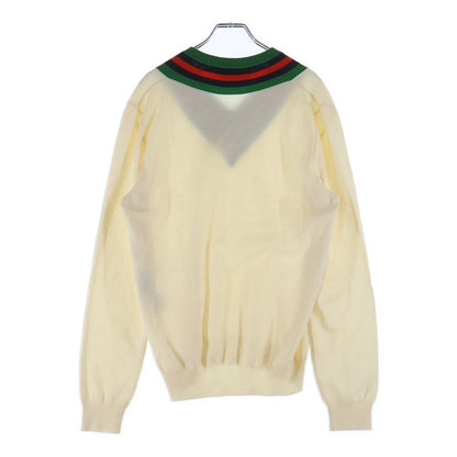 Gucci V-neck Wool Sweater Xkauk White