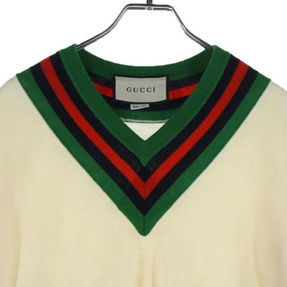 Gucci V-neck Wool Sweater Xkauk White