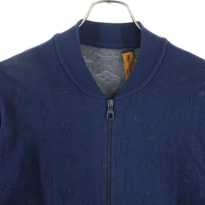 Louis Vuitton Monogram Drop Needle Zip Up Knit Jacket Navy Tbu