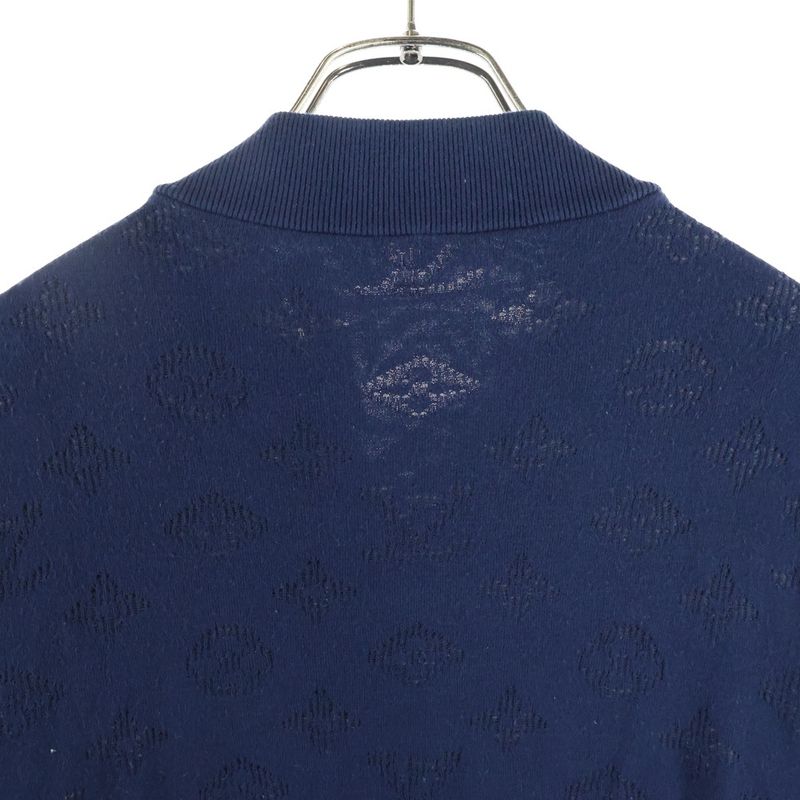 Louis Vuitton Monogram Drop Needle Zip Up Knit Jacket Navy Tbu
