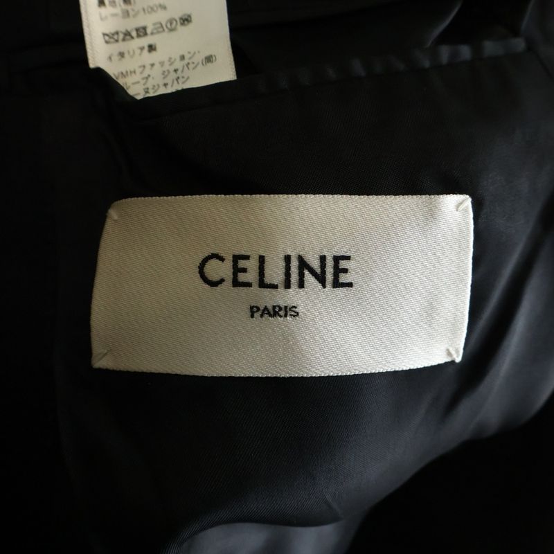 Celine Diagonal Wool Classic Single Tailored Jacket Black