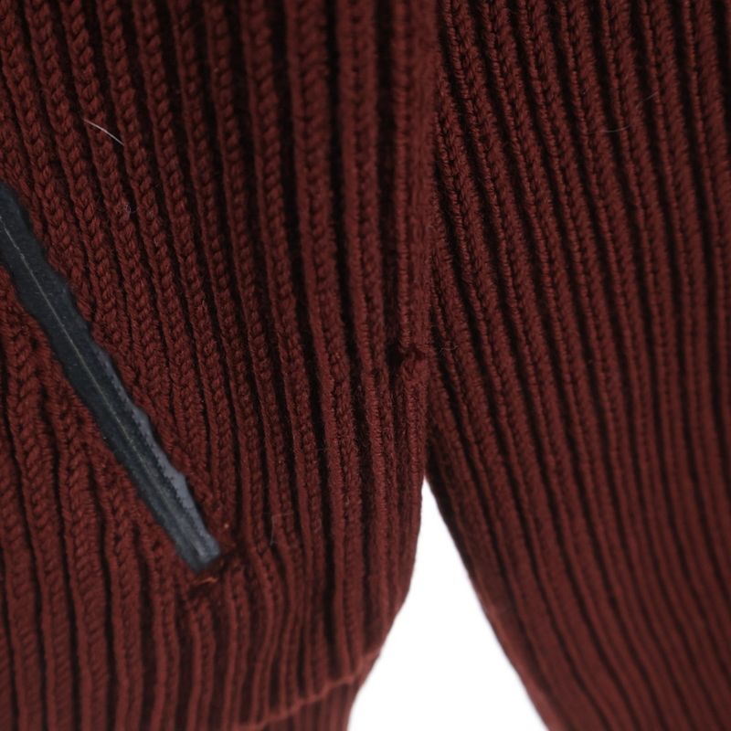 Hermes Drivers Knit Zip Up High Neck Sweater Burgundy