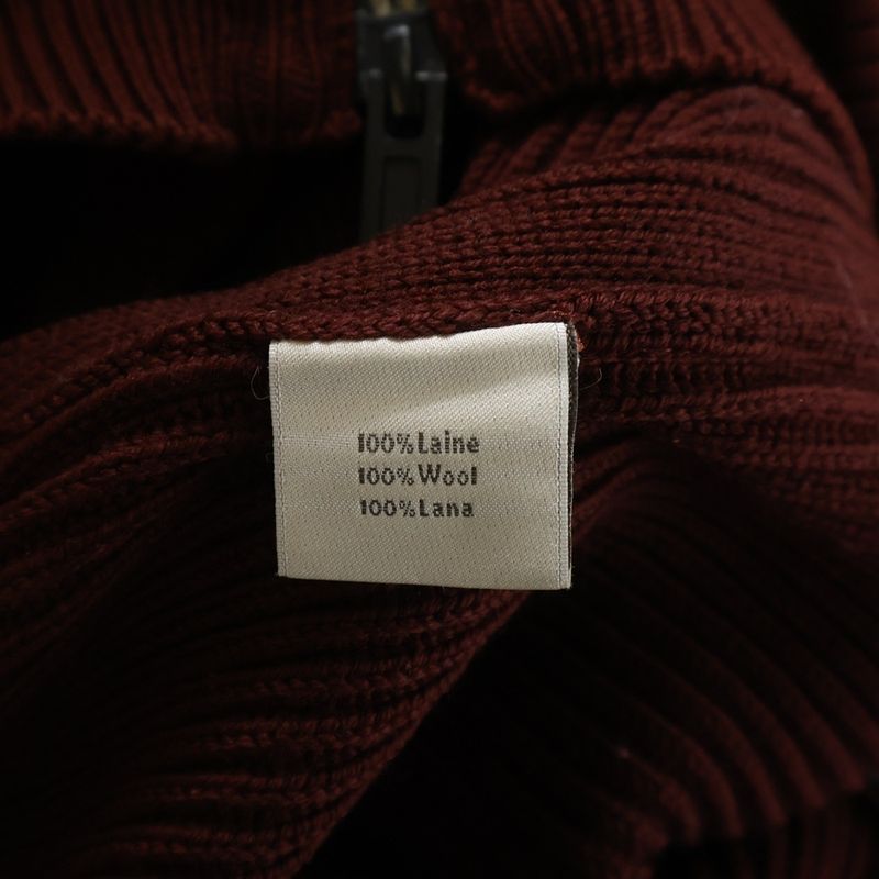 Hermes Drivers Knit Zip Up High Neck Sweater Burgundy