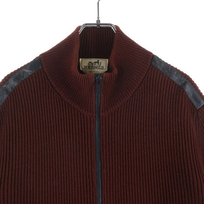 Hermes Drivers Knit Zip Up High Neck Sweater Burgundy
