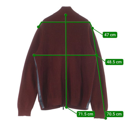 Hermes Drivers Knit Zip Up High Neck Sweater Burgundy