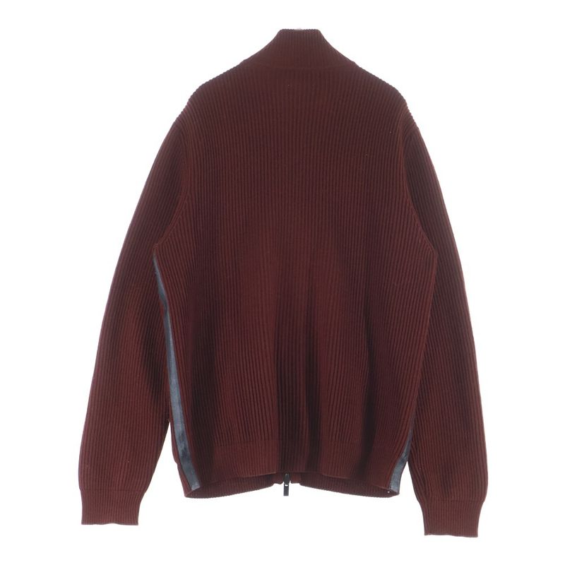 Hermes Drivers Knit Zip Up High Neck Sweater Burgundy