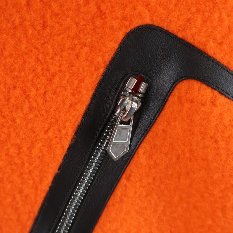 Hermes Cashmere Leather Patch Sweatshirt Orange