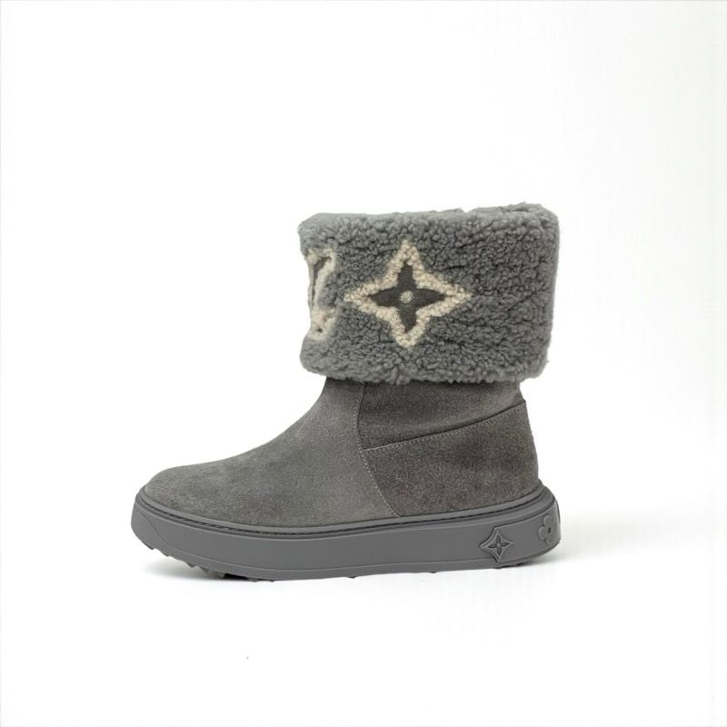 Louis Vuitton Snow Drop Line Monogram Boots Shorts Shoes Suede Mouton Gray Boa