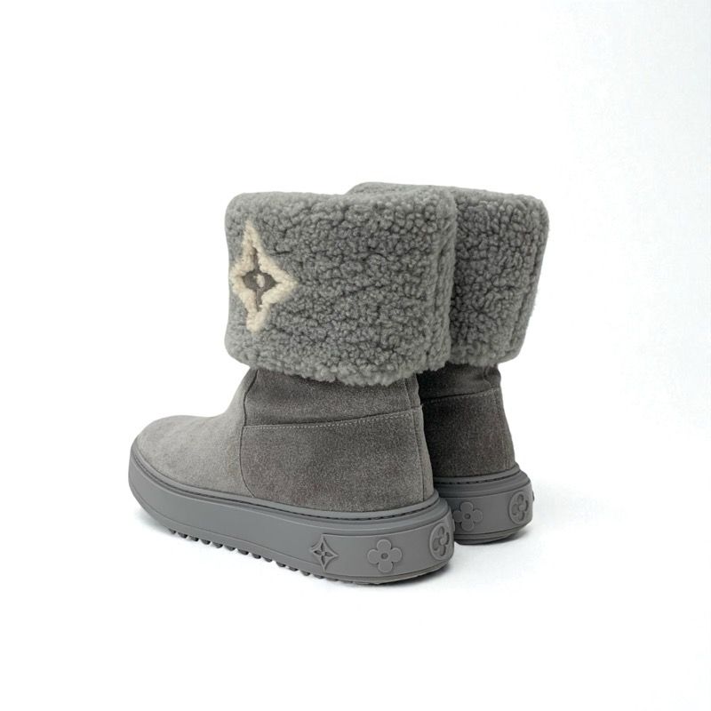 Louis Vuitton Snow Drop Line Monogram Boots Shorts Shoes Suede Mouton Gray Boa