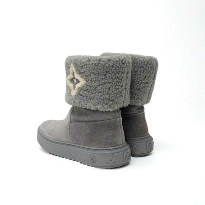Louis Vuitton Snow Drop Line Monogram Boots Shorts Shoes Suede Mouton Gray Boa