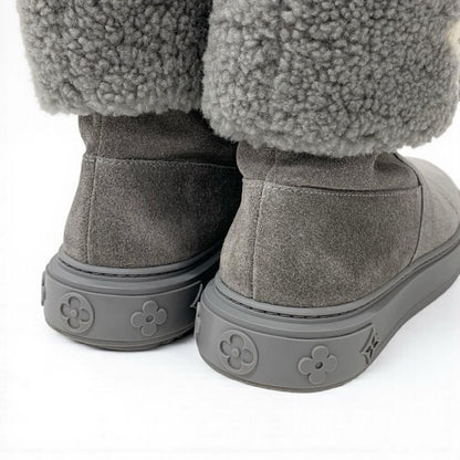 Louis Vuitton Snow Drop Line Monogram Boots Shorts Shoes Suede Mouton Gray Boa