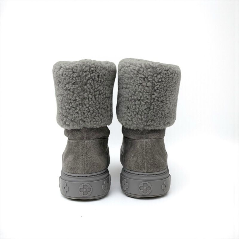 Louis Vuitton Snow Drop Line Monogram Boots Shorts Shoes Suede Mouton Gray Boa