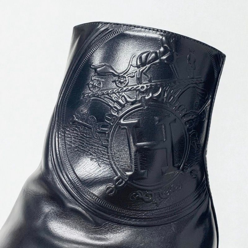 Hermes Boots Shorts Shoes Leather Black Exlibris