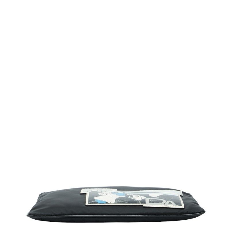 Prada Monki Robot Clutch Black Multicolor Nylon Saffiano