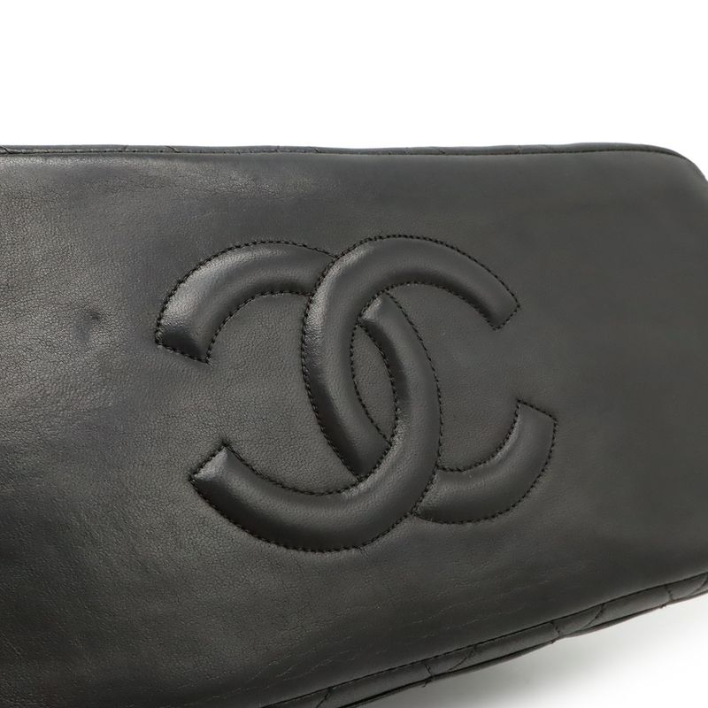 Chanel Quilted CC Logo Shoulder Bag Semi Tote Gamaguchi