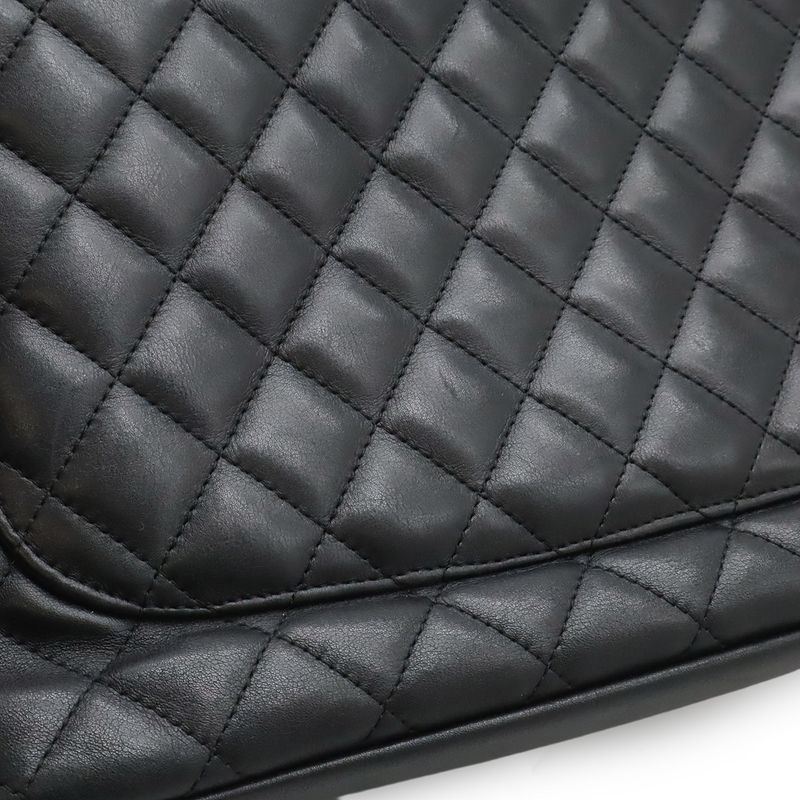 Chanel Cambon Line CC Logo Large Tote Shoulder Bag Soft Calf Black Pink