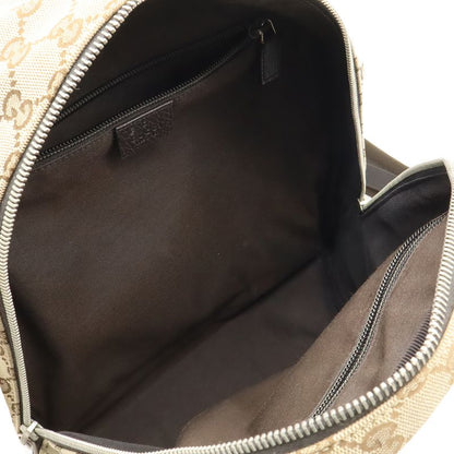 Gucci GG Canvas Backpack Leather Beige Dark Brown Outlet