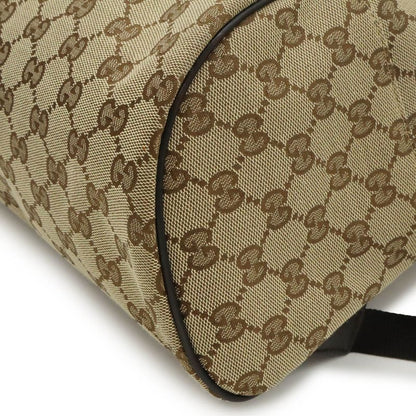 Gucci GG Canvas Backpack Leather Beige Dark Brown Outlet