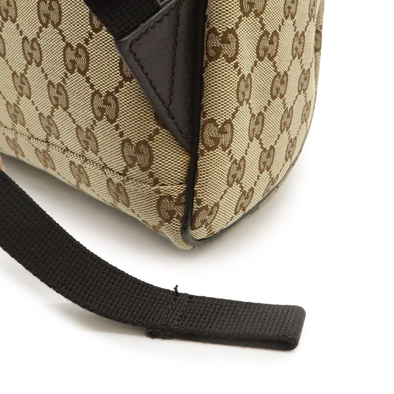 Gucci GG Canvas Backpack Leather Beige Dark Brown Outlet