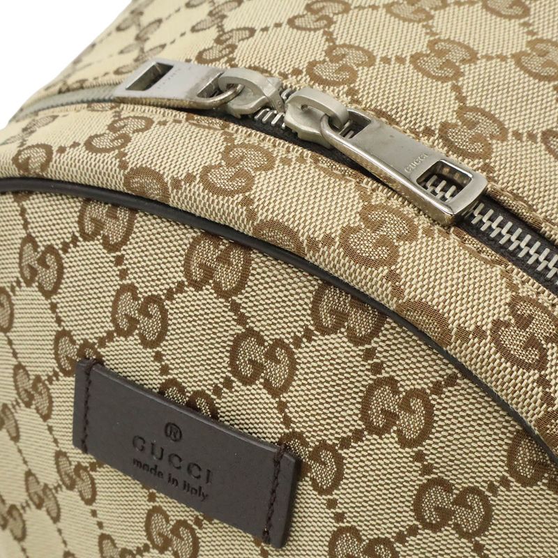 Gucci GG Canvas Backpack Leather Beige Dark Brown Outlet