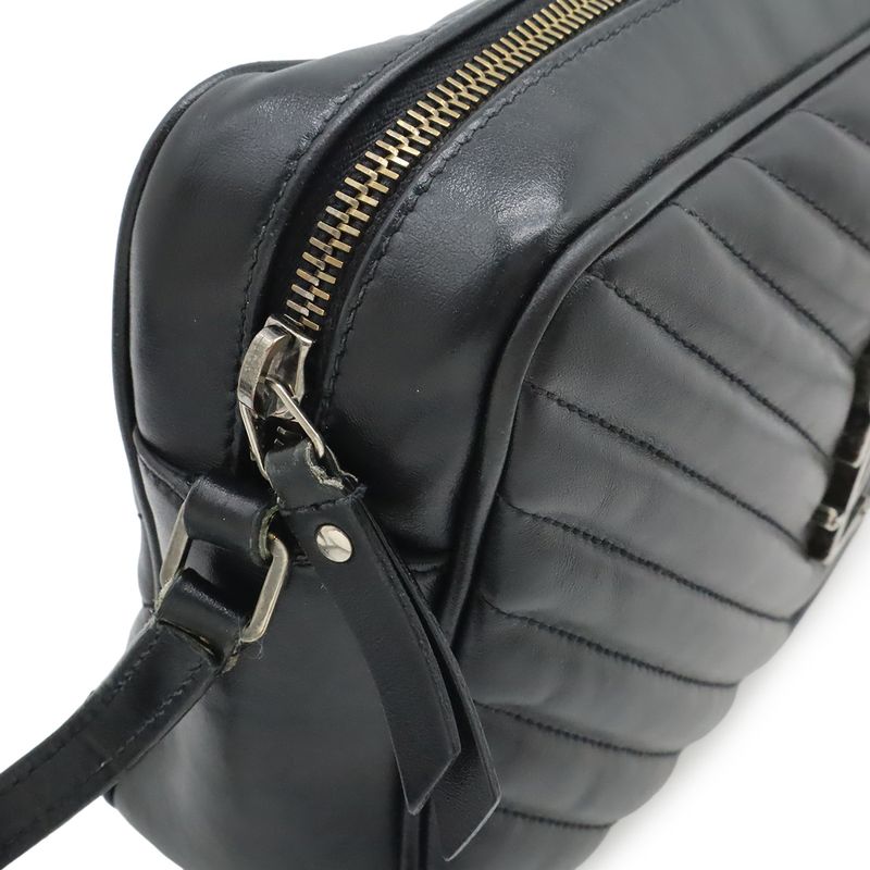 Saint Laurent Paris YSL Shoulder Bag Crossbody Stitch Quilted Leather Black