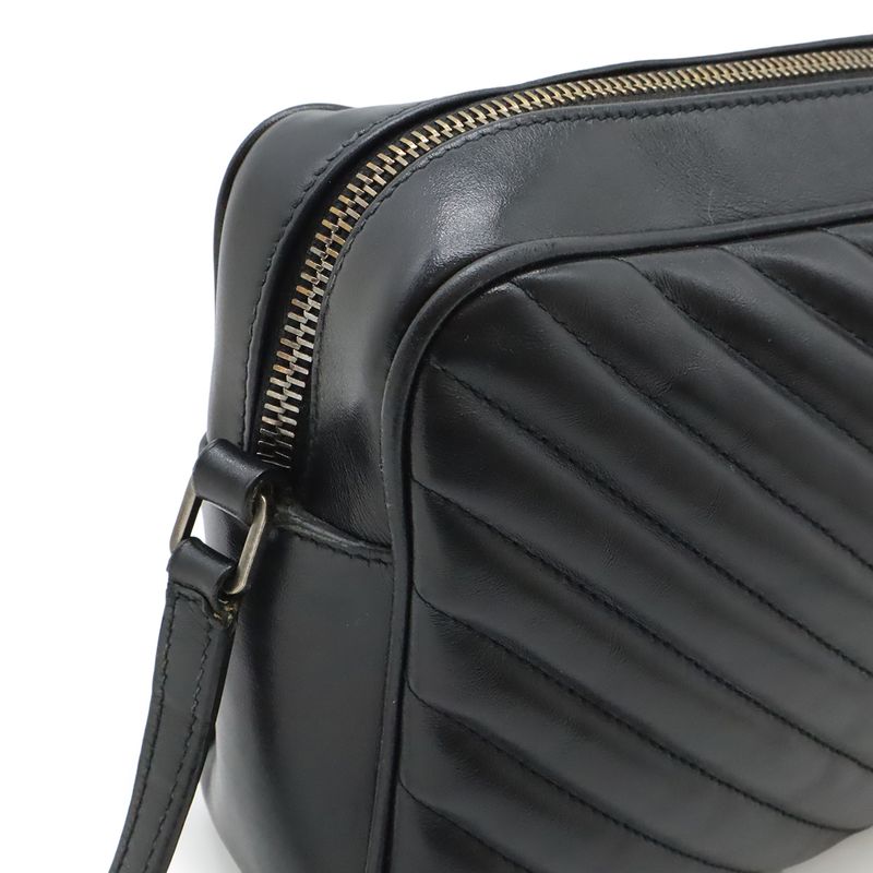 Saint Laurent Paris YSL Shoulder Bag Crossbody Stitch Quilted Leather Black