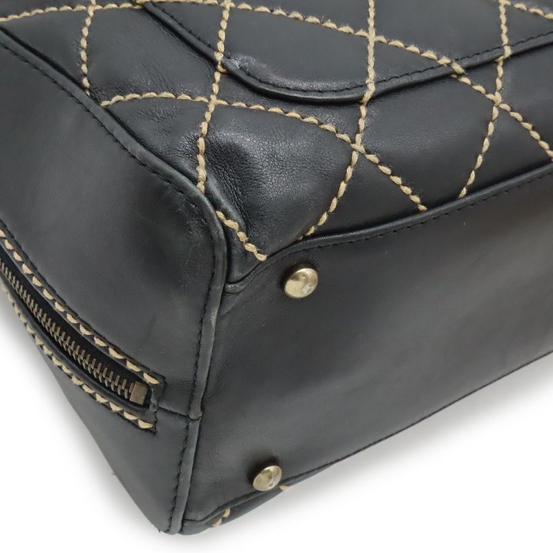 Chanel Wild Stitch CC Logo Tote Leather Black
