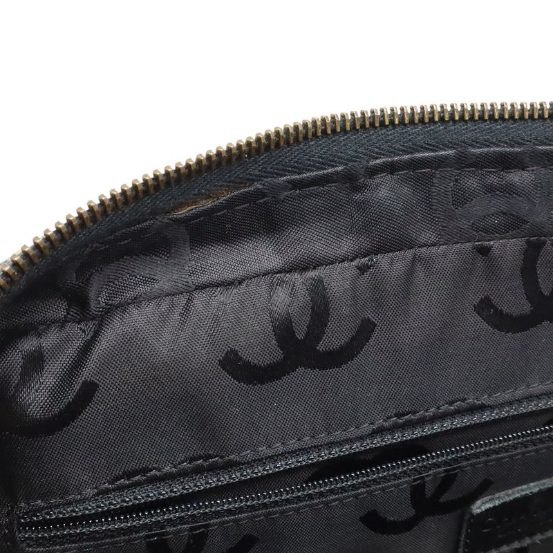 Chanel Wild Stitch CC Logo Tote Leather Black