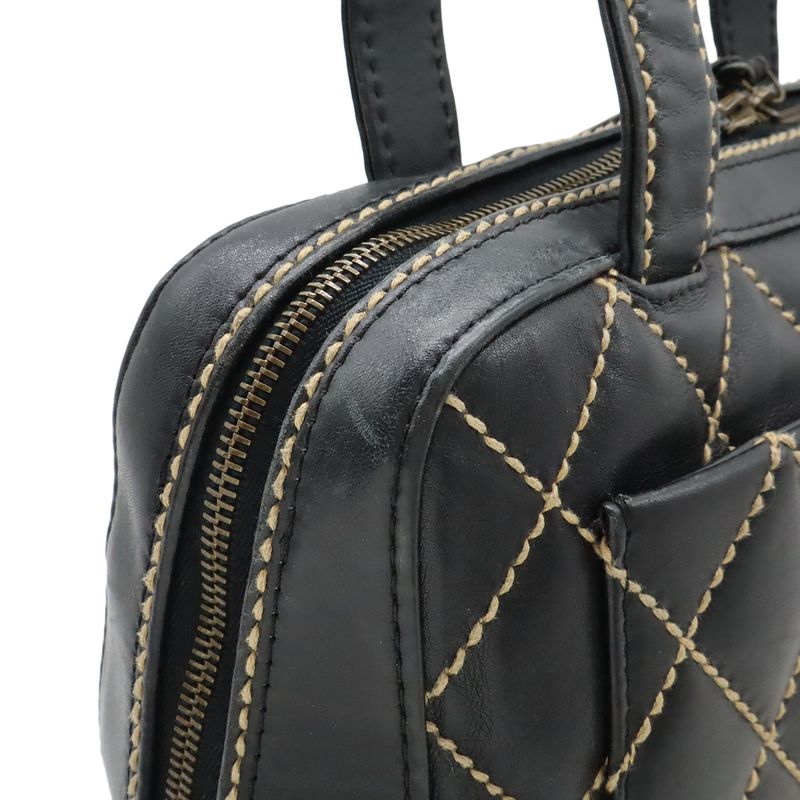 Chanel Wild Stitch CC Logo Tote Leather Black