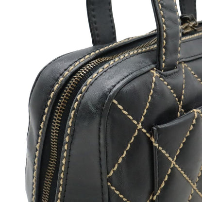 Chanel Wild Stitch CC Logo Tote Leather Black