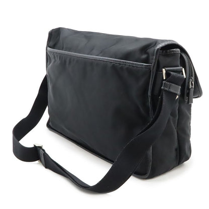 Prada Shoulder Bag Crossbody Nylon Leather Nero Black Silver Hardw