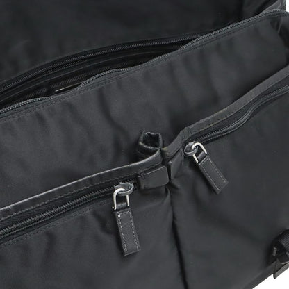 Prada Shoulder Bag Crossbody Nylon Leather Nero Black Silver Hardw