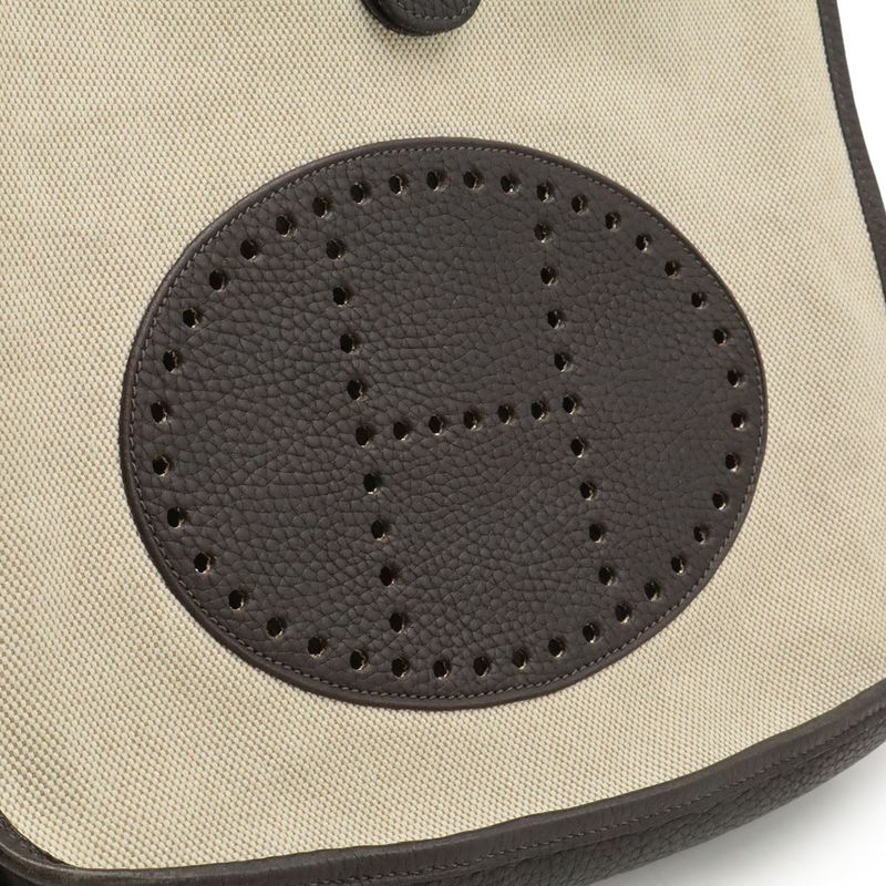 Hermes Evelyne II 2 PM Shoulder Bag Crossbody Shoulder Toile Ash Leather