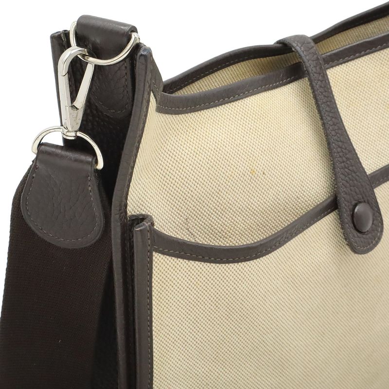 Hermes Evelyne II 2 PM Shoulder Bag Crossbody Shoulder Toile Ash Leather