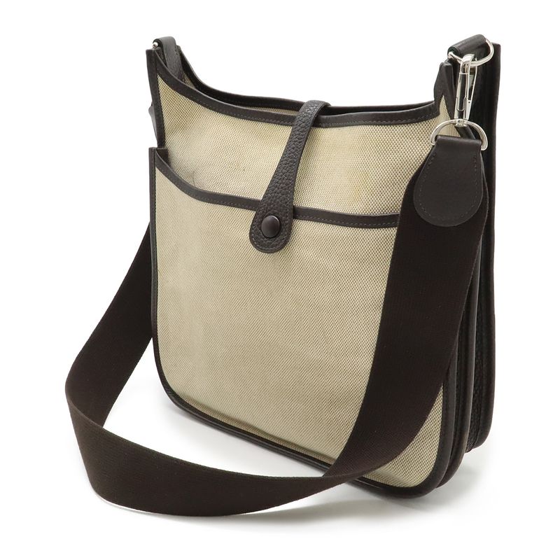 Hermes Evelyne II 2 PM Shoulder Bag Crossbody Shoulder Toile Ash Leather