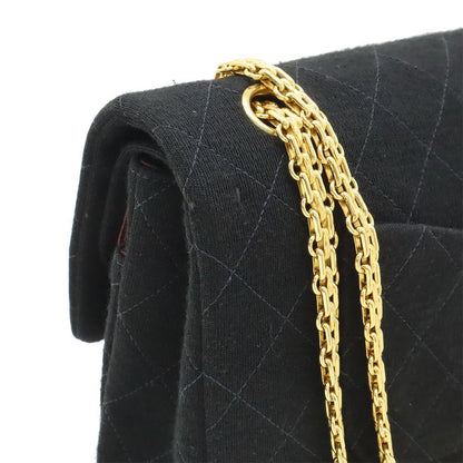 Chanel Quilted 25 CC Logo Double Flap Chain Shoulder Bag Cotton Jersey