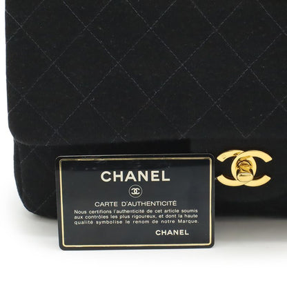 Chanel Quilted 25 CC Logo Double Flap Chain Shoulder Bag Cotton Jersey
