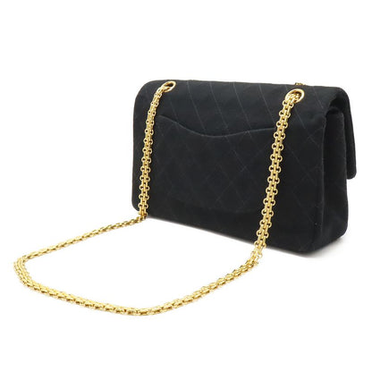 Chanel Quilted 25 CC Logo Double Flap Chain Shoulder Bag Cotton Jersey
