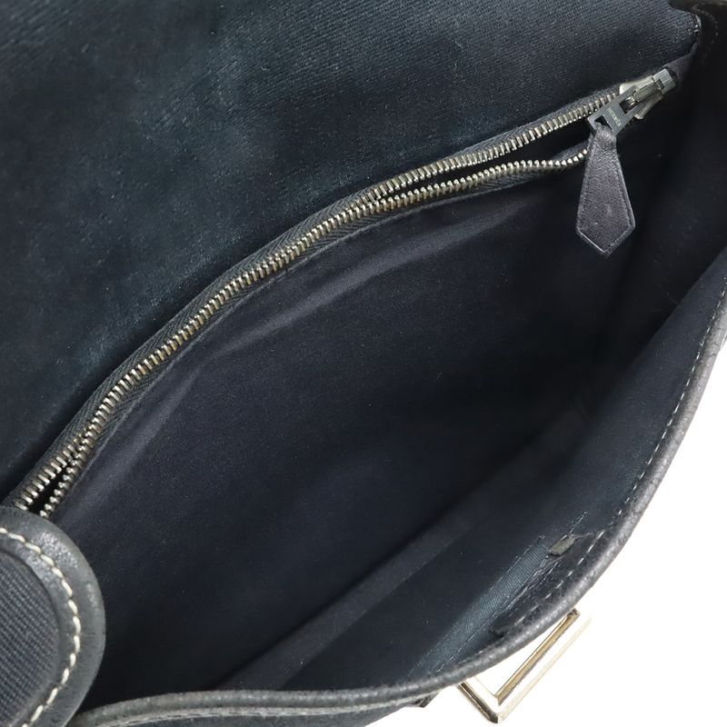 Hermes Buenaventura Mini Shoulder Bag Pochette Crossbody Toile Officier Leather