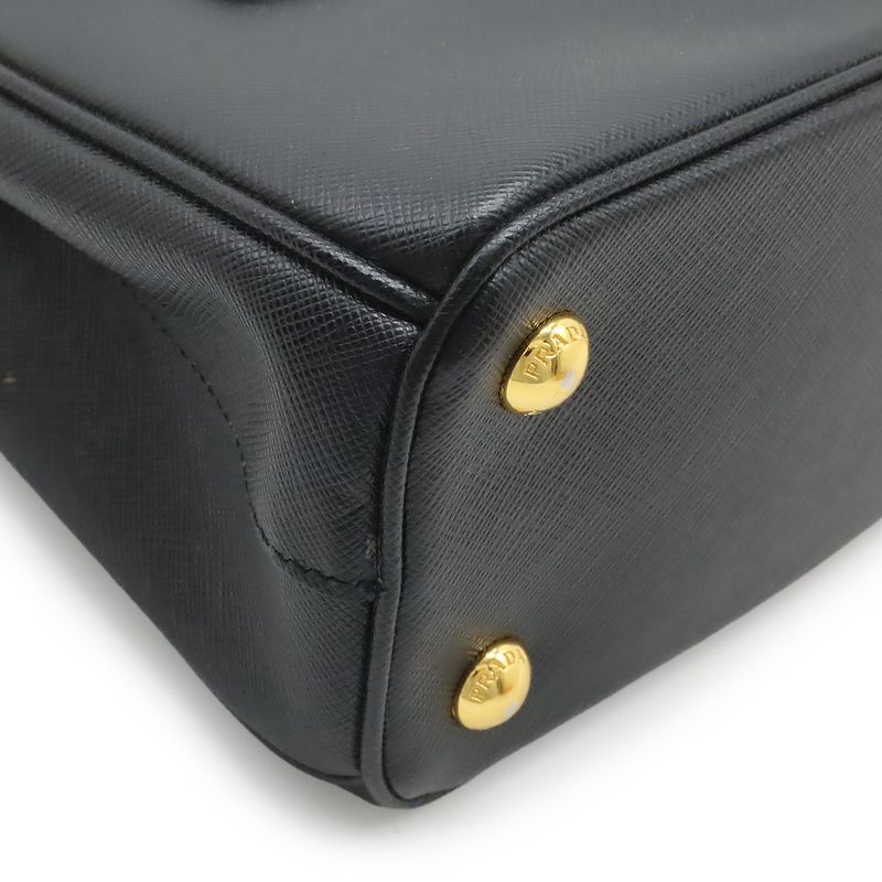Prada Galleria Saffiano 2-Way Shoulder Bag Leather Nero Black Gold