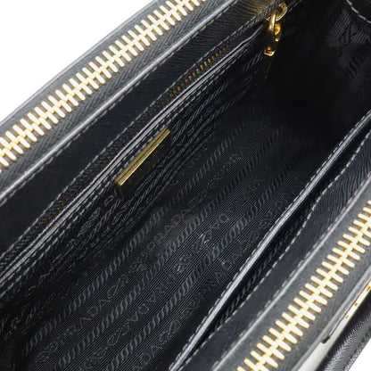 Prada Galleria Saffiano 2-Way Shoulder Bag Leather Nero Black Gold